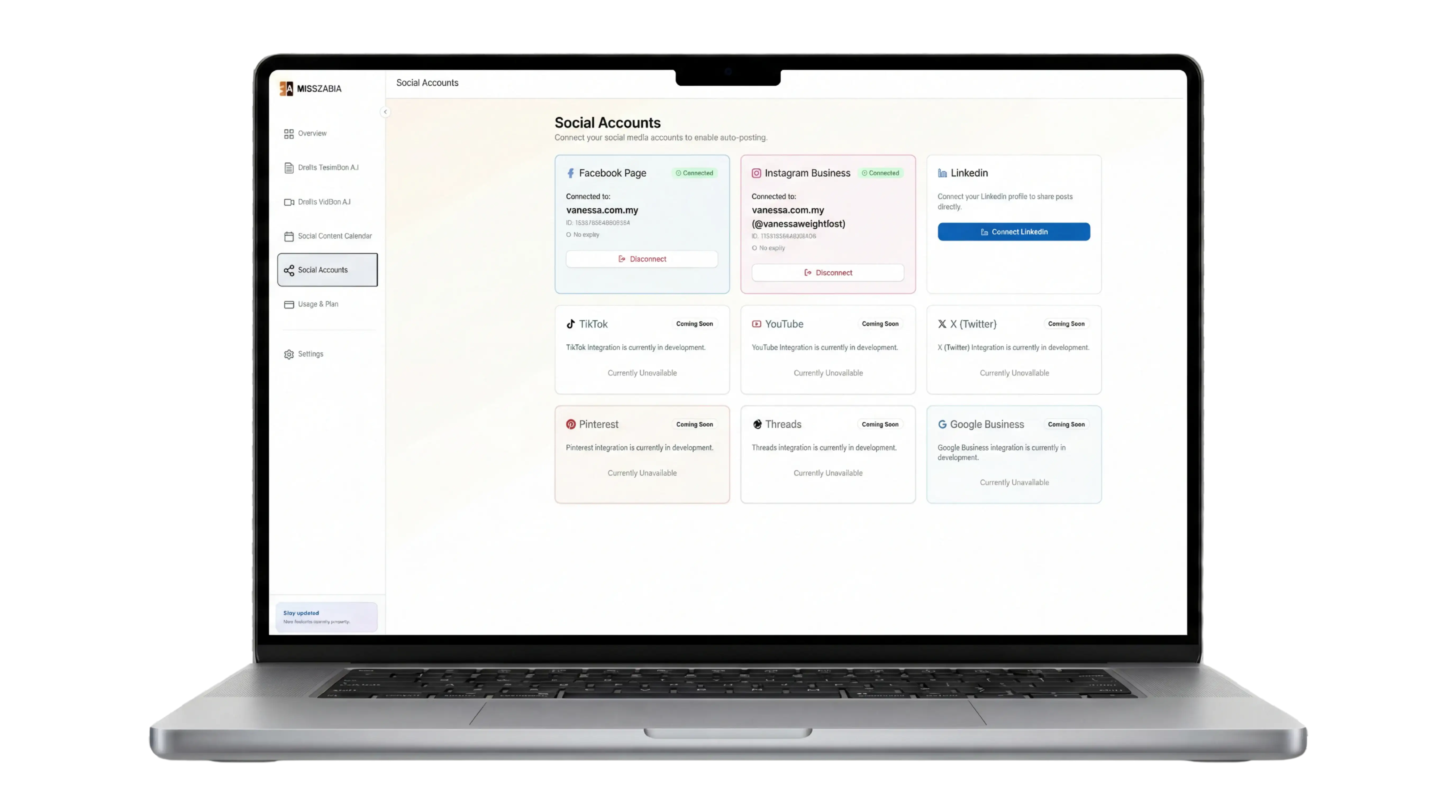 Connect Pages Dashboard